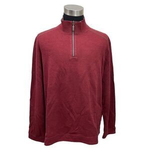 TOMMY BAHAMA REVERSIBLE Solid & Striped Maroon‎ 1/4 zip pullover sweater XL